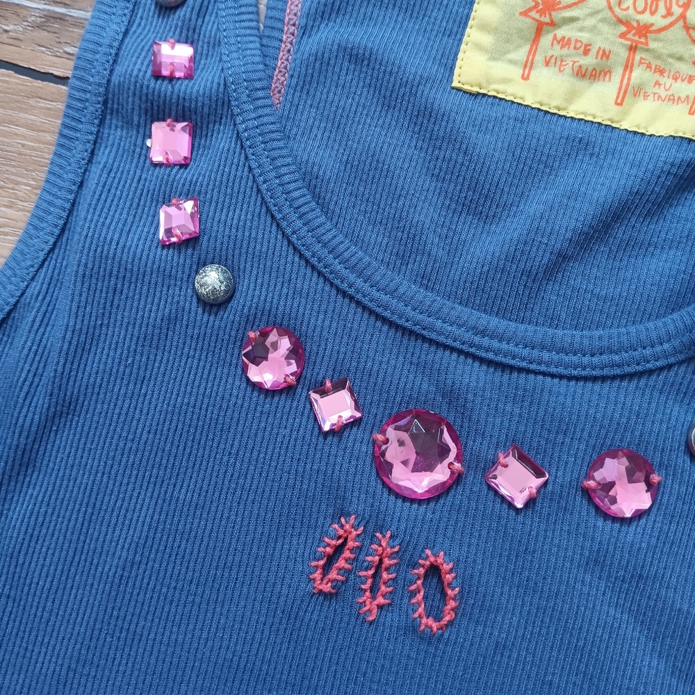 NEW Free People Ribbed Rhinestone Tank Top Size Large - Picture 3 of 5